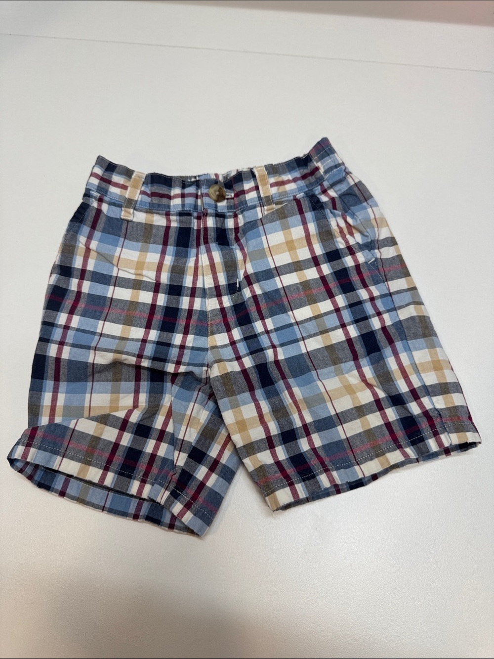 Janie and Jack boy’s Blue Plaid Cotton Shorts - Lightweight Casual